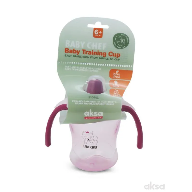 Baby Chef no-spill flašica 210ml, 6m+, roze