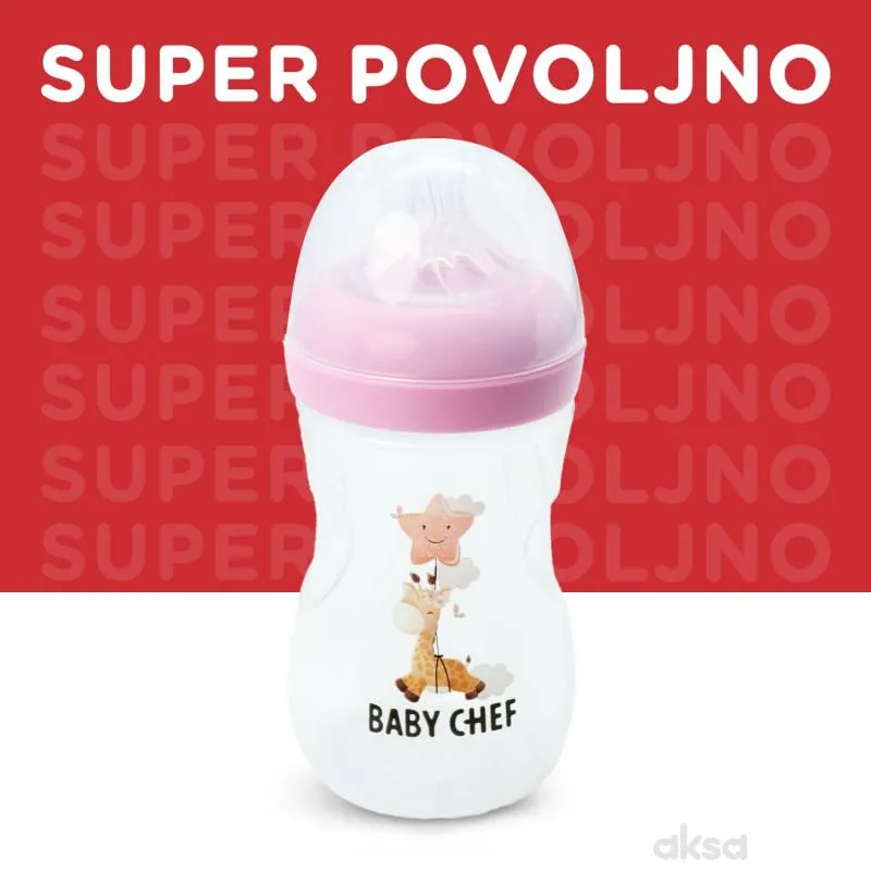 Baby Chef flašica plastična 240ml, roze