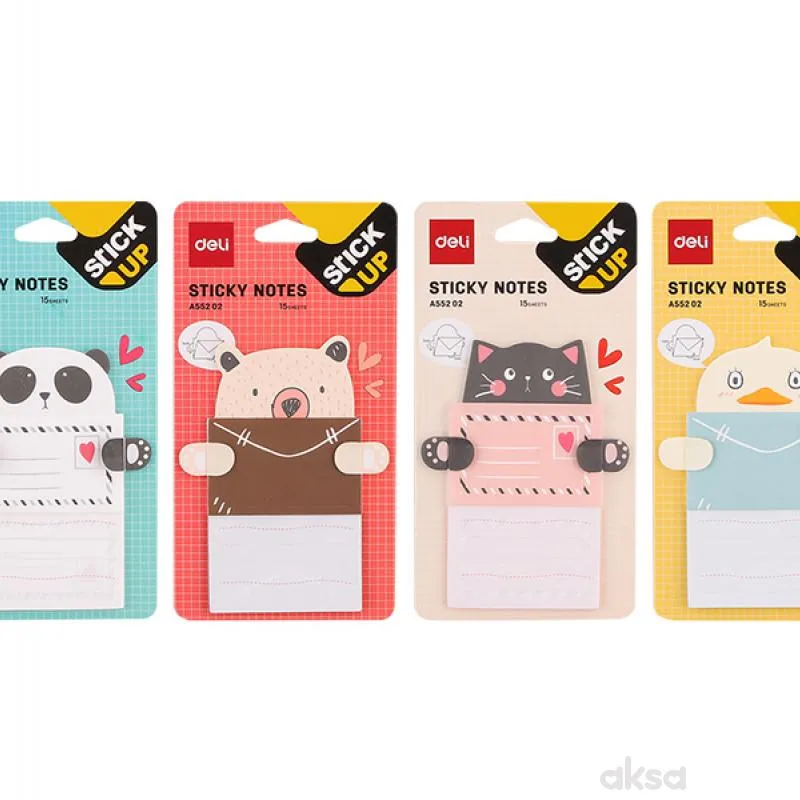 Stiker blok - pismo 76×101mm 15 lista 4 neon boje