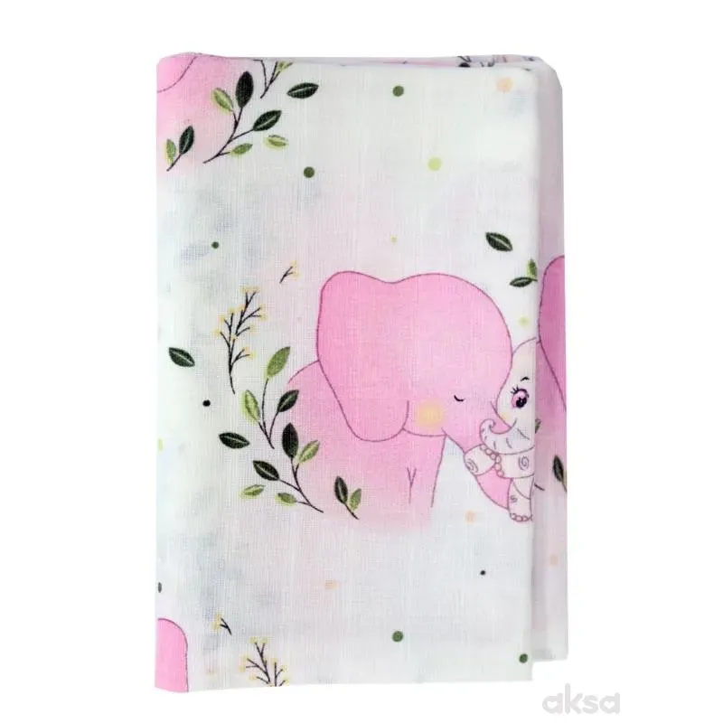 Lillo&Pippo muslin pelena 75x75cm, Slon roze