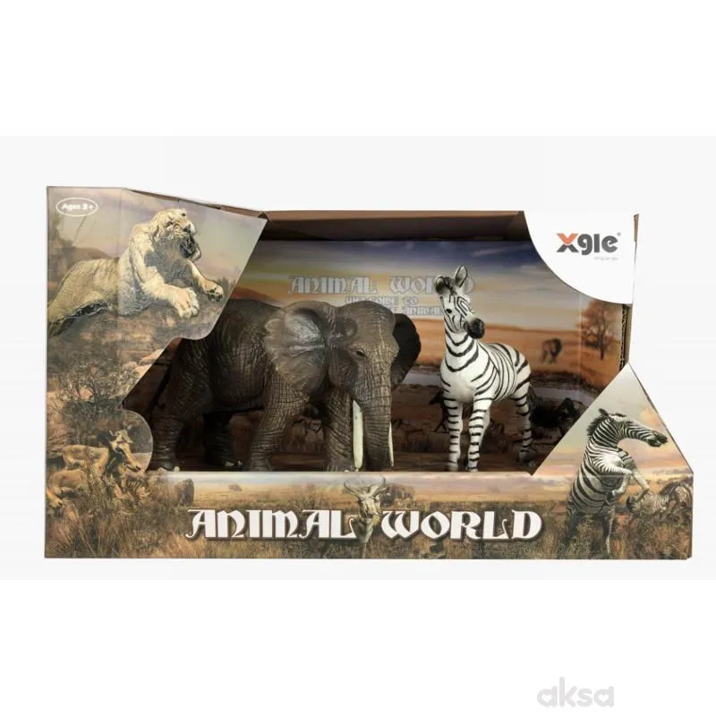 HK Mini igračka divlje životinje slon i zebra