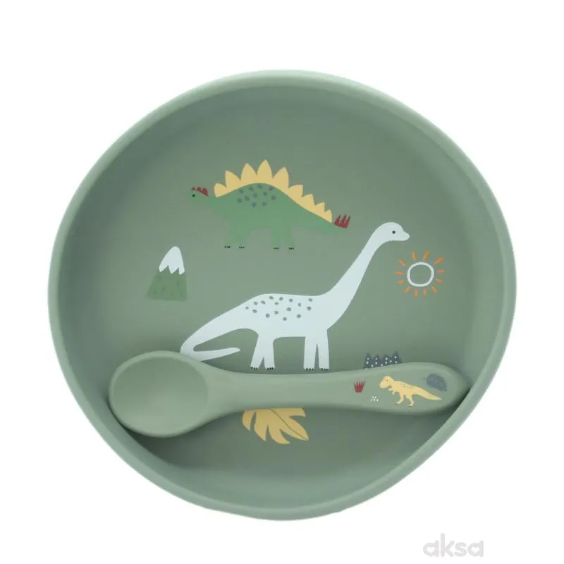 Baby Chef silikonski set za hranjenje, dinosaurus