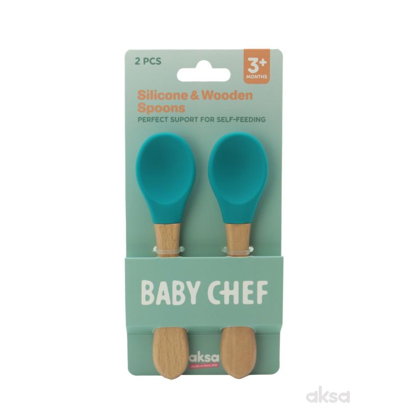 Baby Chef kašika od drveta i silikona, plava 