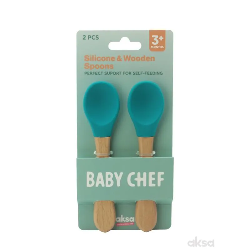 Baby Chef kašika od drveta i silikona, plava