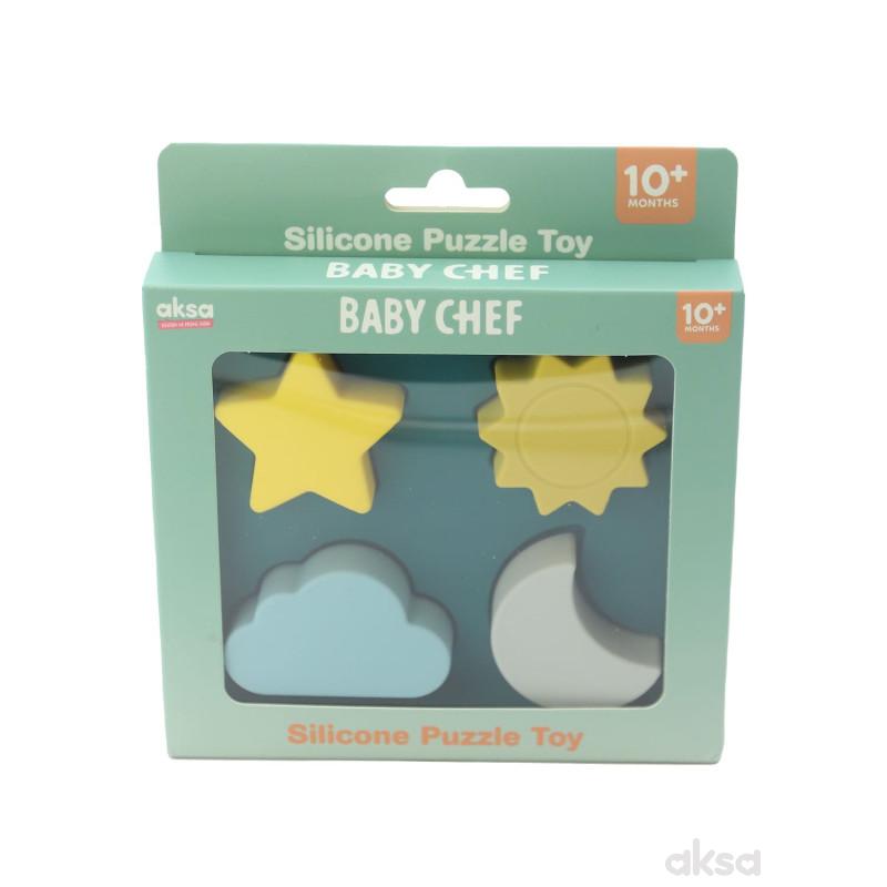 Baby Chef silikonske puzzle nebo, tamno plavo 
