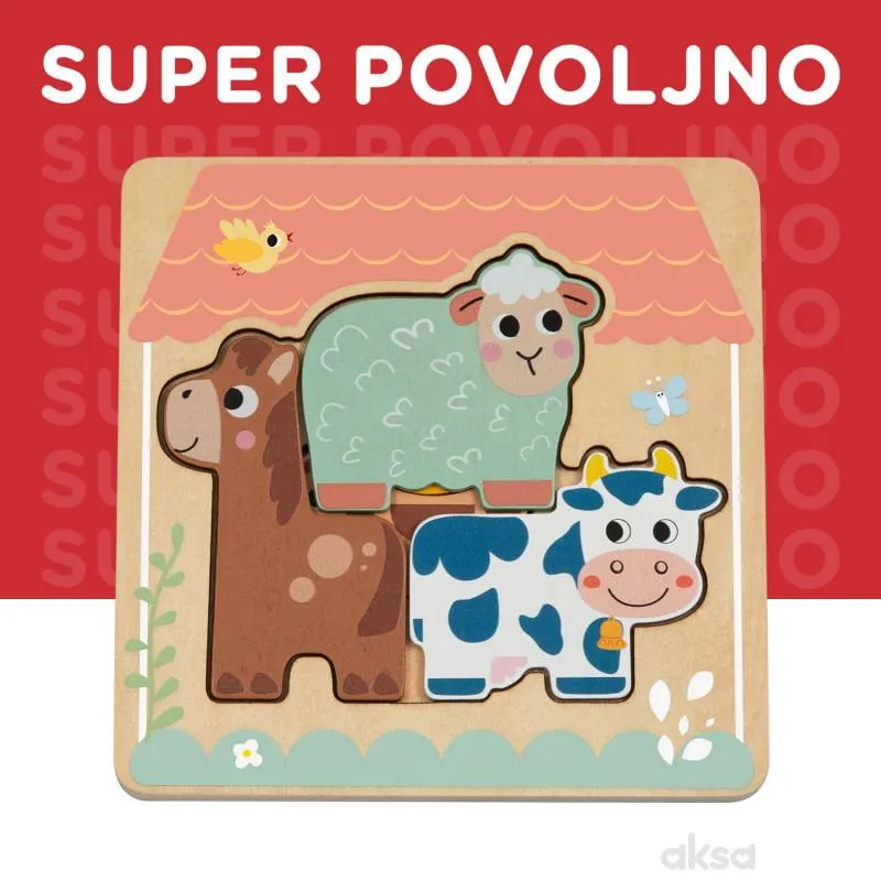 Cute&Cool drvena igračka višesl. umetaljka farma