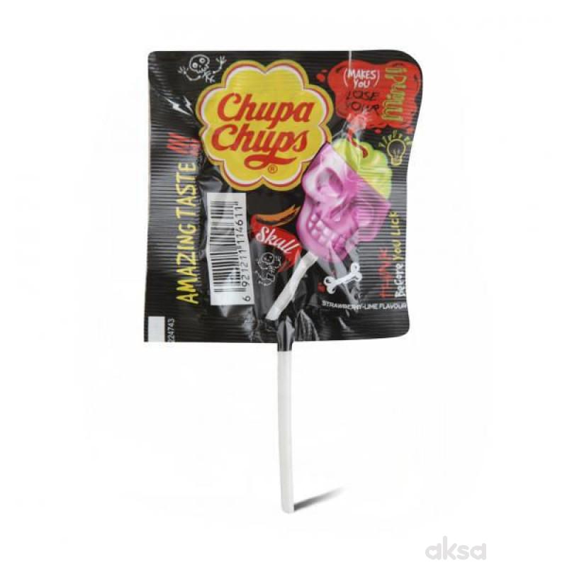 Chupa Chups lizalo 3D skull jagoda/limeta 15g 