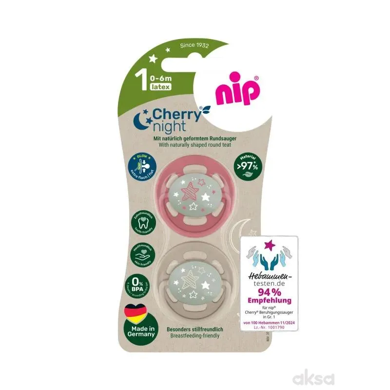Nip laža Green višnjica noćna,kaučuk,0-6m,2kom,mix