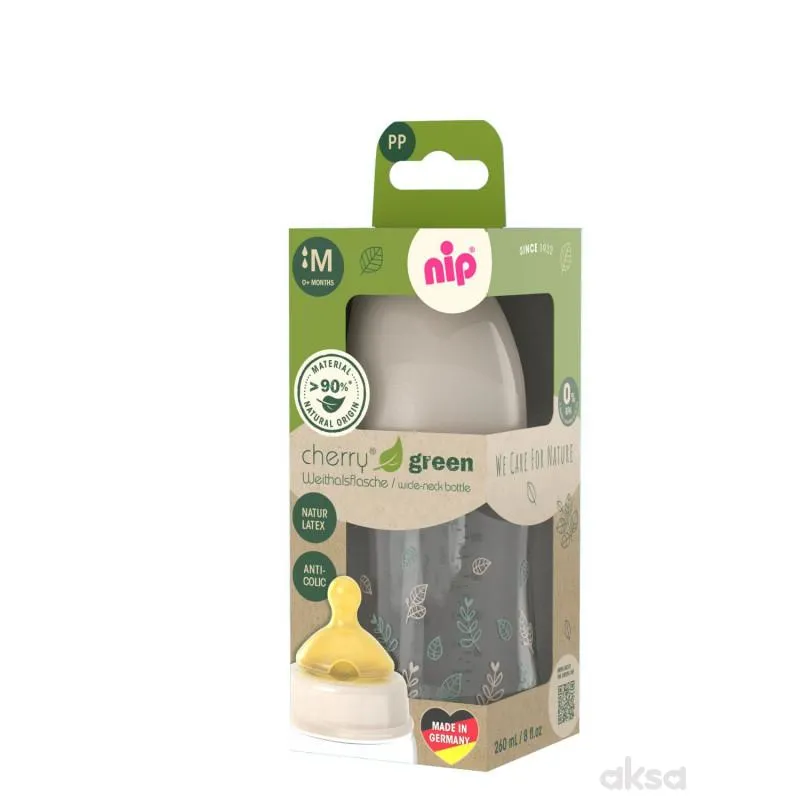 Nip Green PP flašica bež 240ml 0m+, M protok