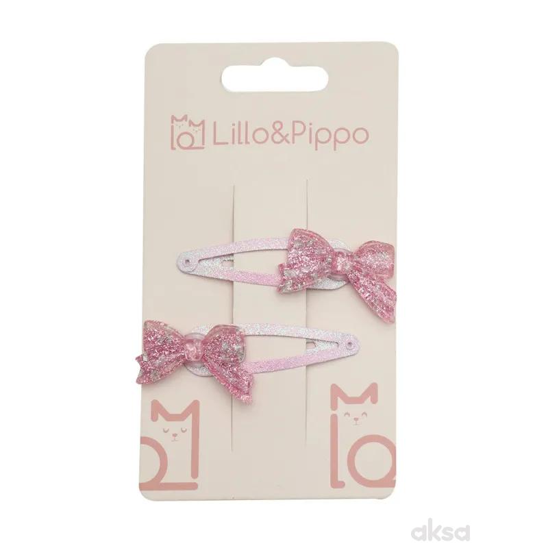 Lillo&Pippo šnalice za kosu mašna 2/1 glitter 