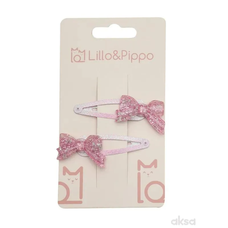 Lillo&Pippo šnalice za kosu mašna 2/1 glitter