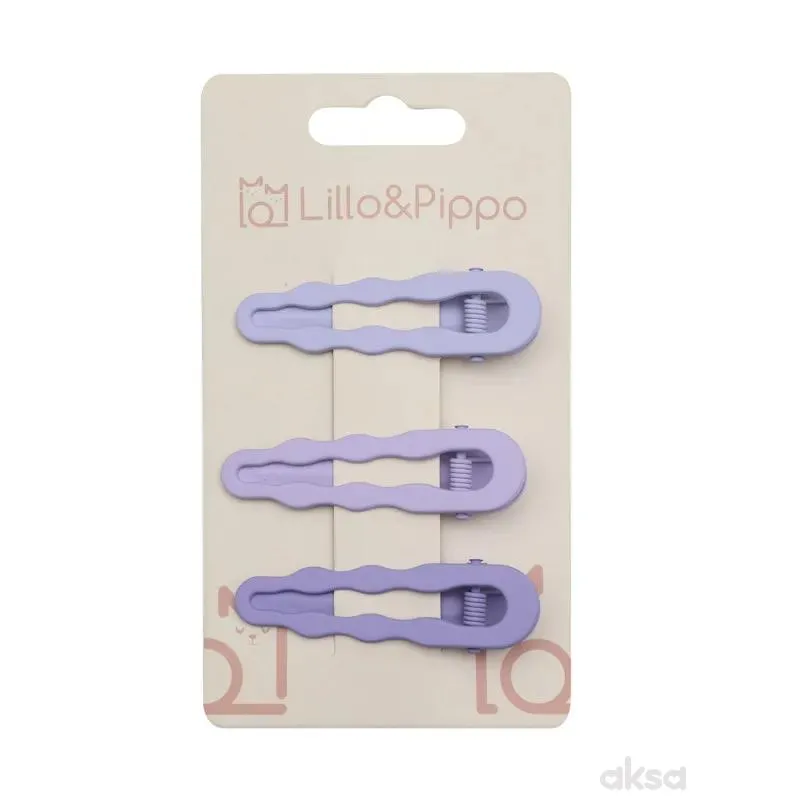 Lillo&Pippo šnalice za kosu 3/1 basic ljubičaste