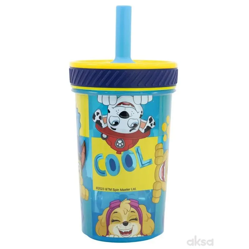 Stor čaša sa silikonskom slamčicom 370ml PawPatrol