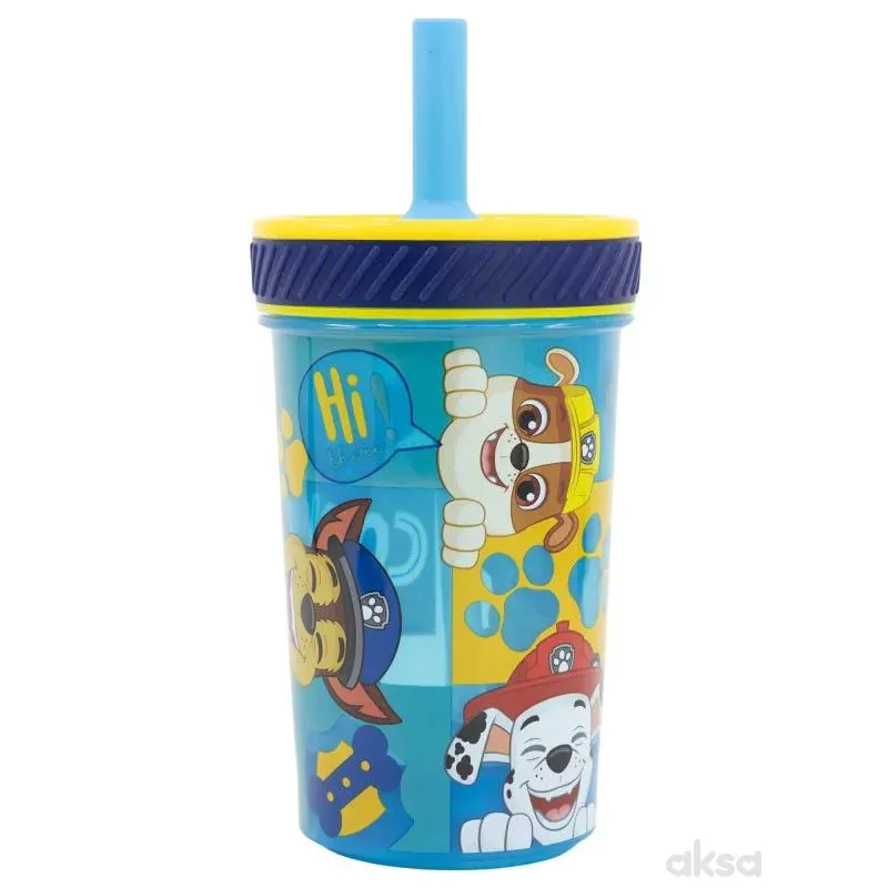 Stor čaša sa silikonskom slamčicom 370ml PawPatrol