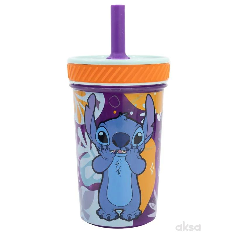 Stor čaša sa silikonskom slamčicom 370 ml Stitch 
