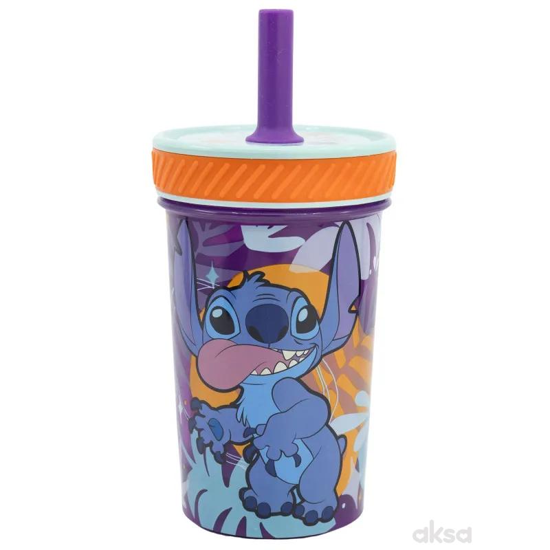 Stor čaša sa silikonskom slamčicom 370 ml Stitch 