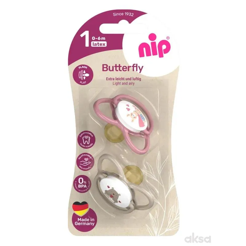 Nip Butterfly laža, kaučuk, mix boja, 0-6m