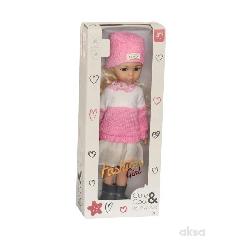 Cute&Cool lutka devojčica Blondy roze duks, 30cm