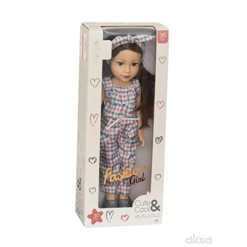 Cute&Cool lutka Brunette karirano odelo, 30cm