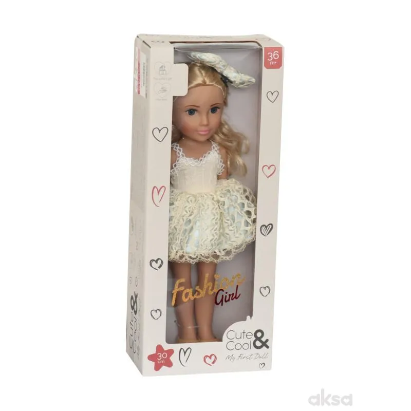 Cute&Cool lutka Blondy bela haljina, 30cm 
