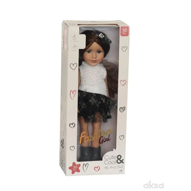 Cute&Cool lutka Brunette crna suknjica, 30cm