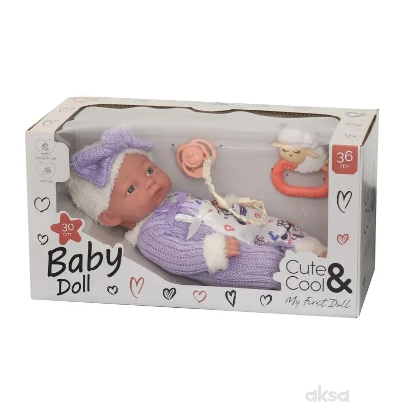 Cute&Cool lutka beba u lila odelcetu, 30cm 