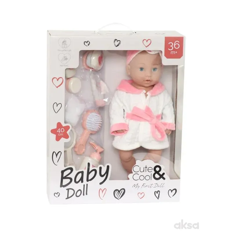 Cute&Cool lutka beba sa priborom za kupanje, 40cm