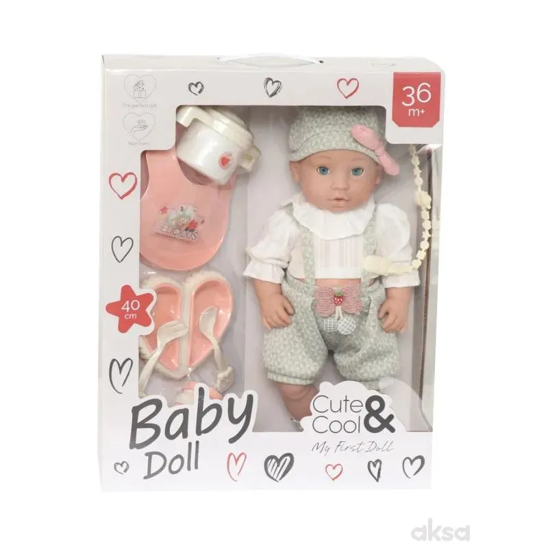 Cute&Cool lutka beba sa priborom za jelo, 40cm