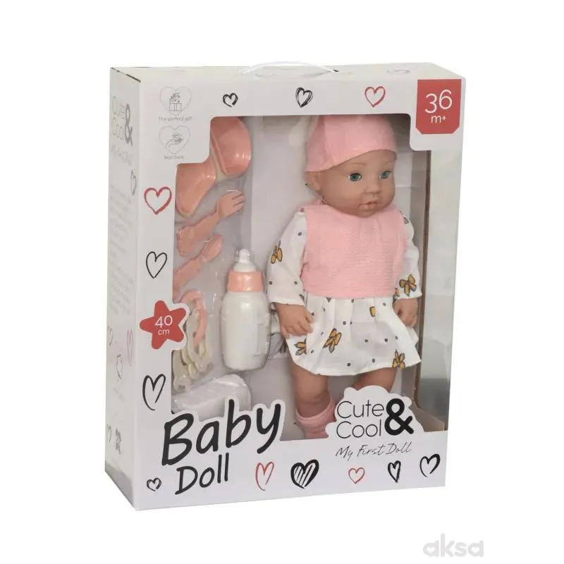 Cute&Cool lutka beba sa flašicom i pelenom, 40cm