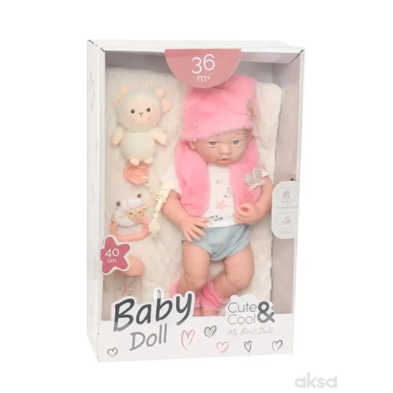Cute&Cool lutka beba sa igračkicama roze, 40cm