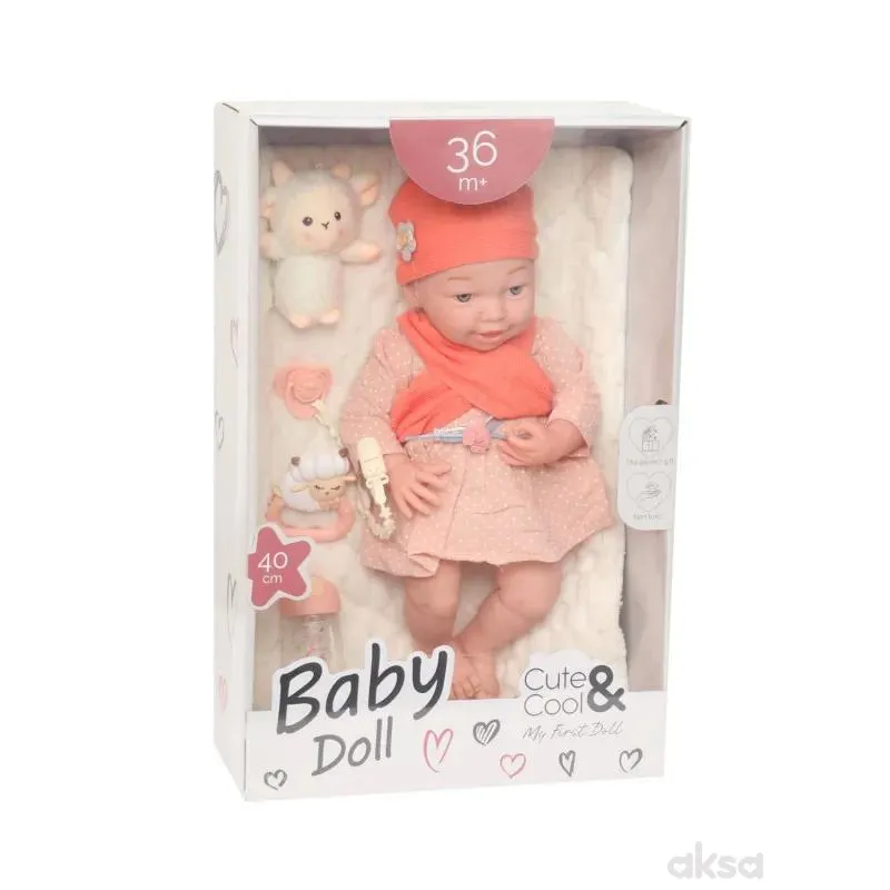 Cute&Cool lutka beba sa igračkom narandžasta, 40cm