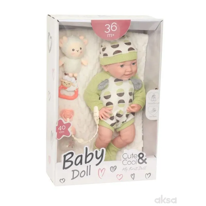 Cute&Cool lutka beba sa igračkom zelena, 40cm