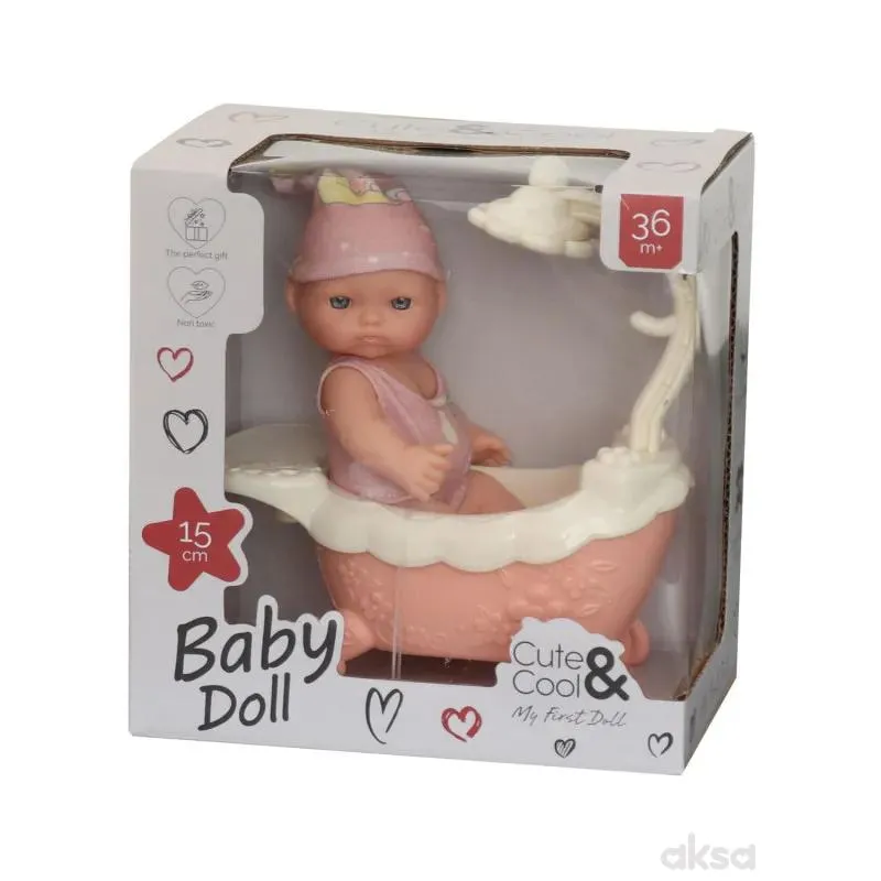 Cute&Cool lutka beba u kadi roze, 15cm