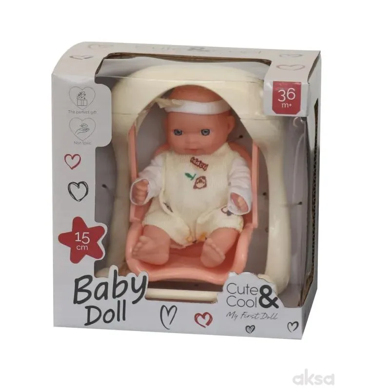 Cute&Cool lutka beba u ljulji, 15cm