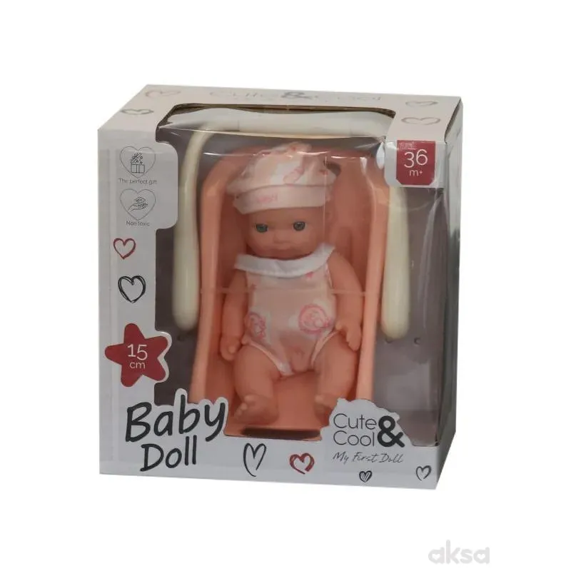 Cute&Cool lutka beba u sedištu, 15cm
