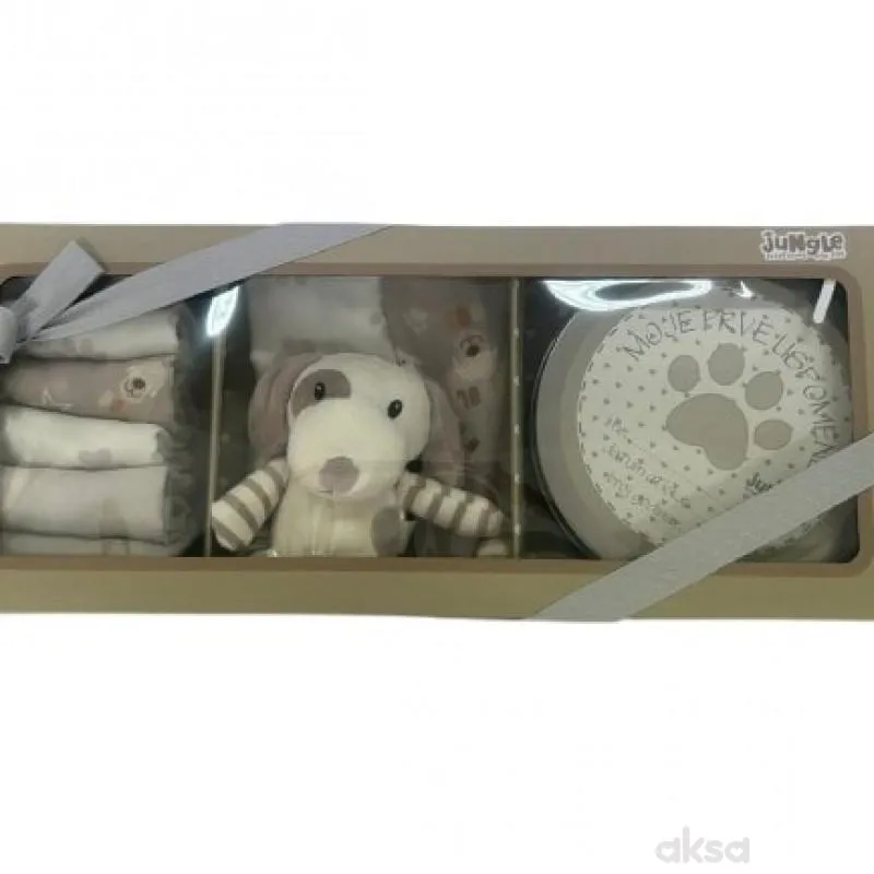 Jungle bebi set prvi otisak, sivi pas