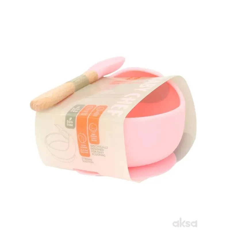 Baby Chef set činija sa kašikom, roze