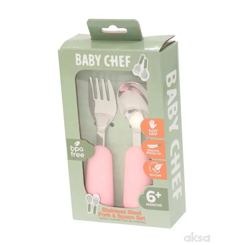 Baby Chef set kašika i viljuška, roze