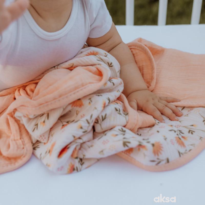 Baby Textil prekrivač od muslina Cvetići, 85x100cm 