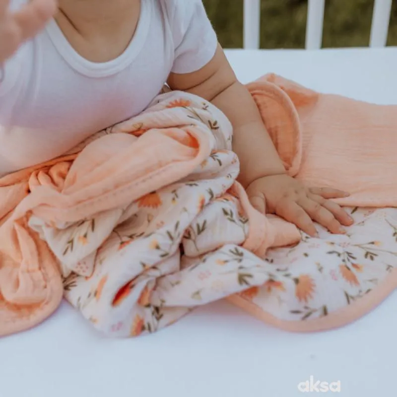 Baby Textil prekrivač od muslina Cvetići, 85x100cm 