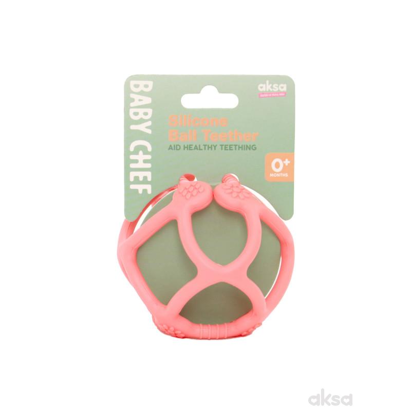 Baby Chef silikonska glodalica lopta, roze 