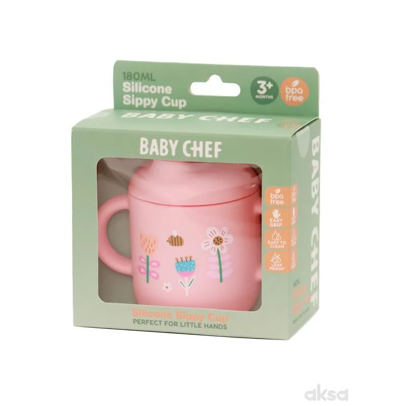 Baby Chef silikonska flašica sa piskom, roze 