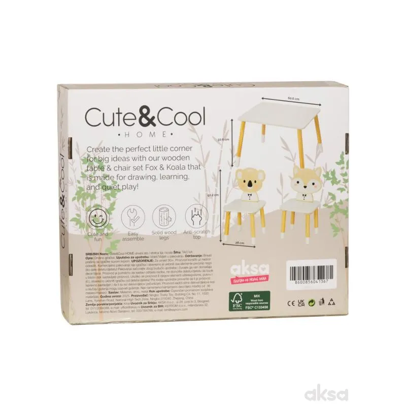 Cute&Cool HOME drveni sto i stolica lija i koala 
