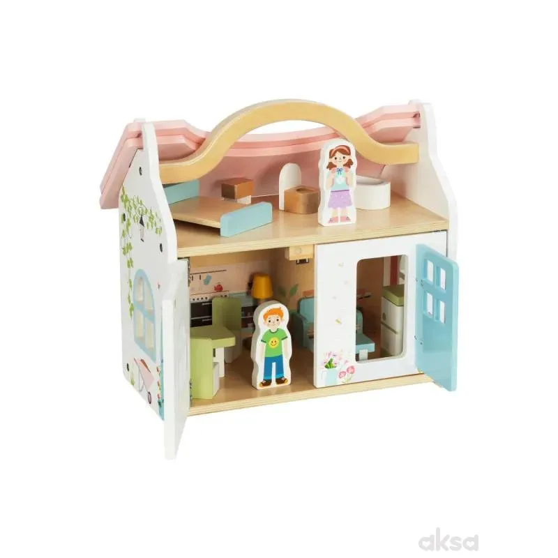 Cute&Cool drvena igračka nosiva kućica za lutke 