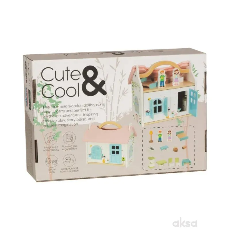 Cute&Cool drvena igračka nosiva kućica za lutke 