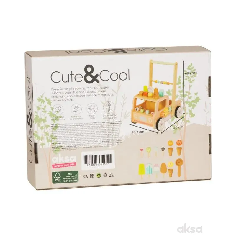 Cute&Cool drvena igračka guralica sa sladoledima 