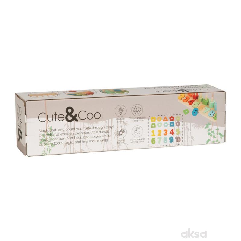 Cute&Cool drvena igračka oblici i brojevi slaganje 