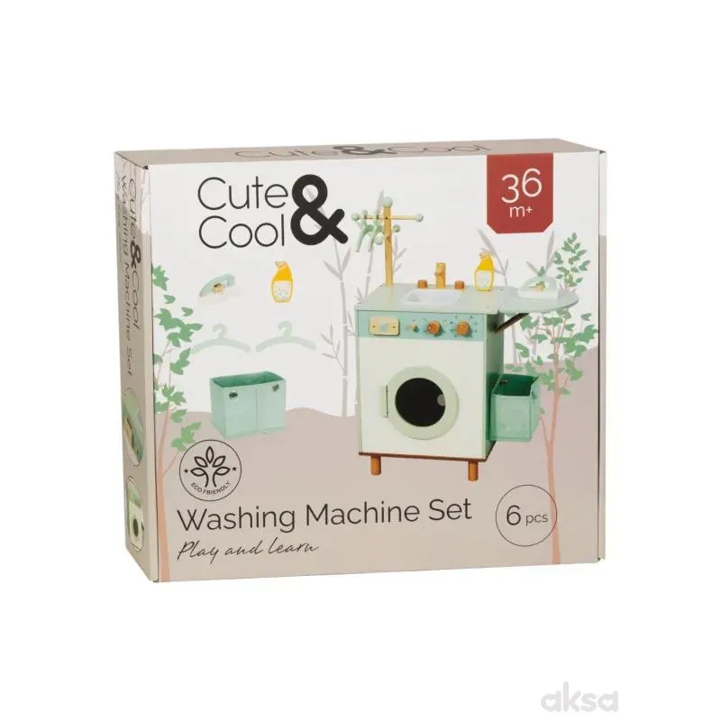 Cute&Cool drvena igračka veš mašina sa dodacima 