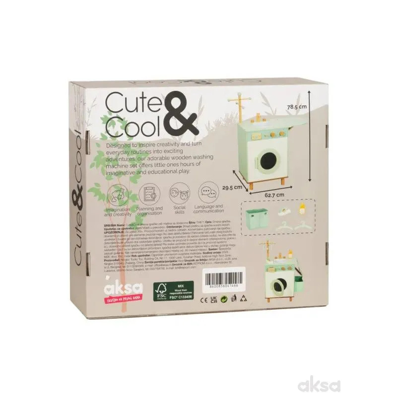Cute&Cool drvena igračka veš mašina sa dodacima 
