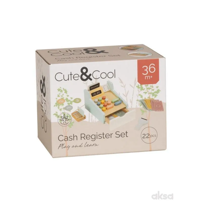 Cute&Cool drvena igračka kasa sa dodacima 